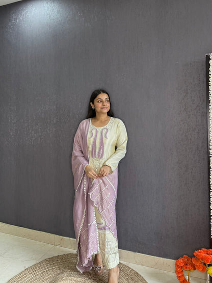 Tissue silk Handwork suit set