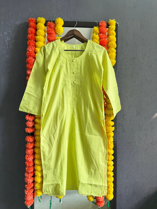 Mulmul cotton chikankari kurta