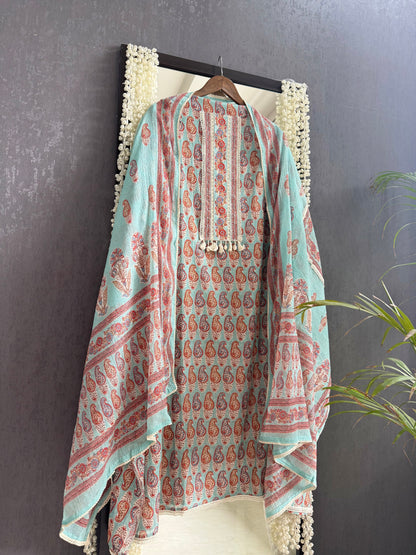 Mulmul cotton paisley florals suit