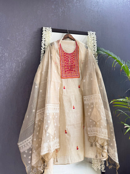 Linen frenchknot suit