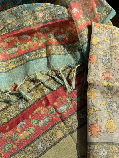 Pure linen frenchknot suit