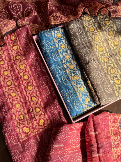 Maheshwari Kantha work Unstitched suit