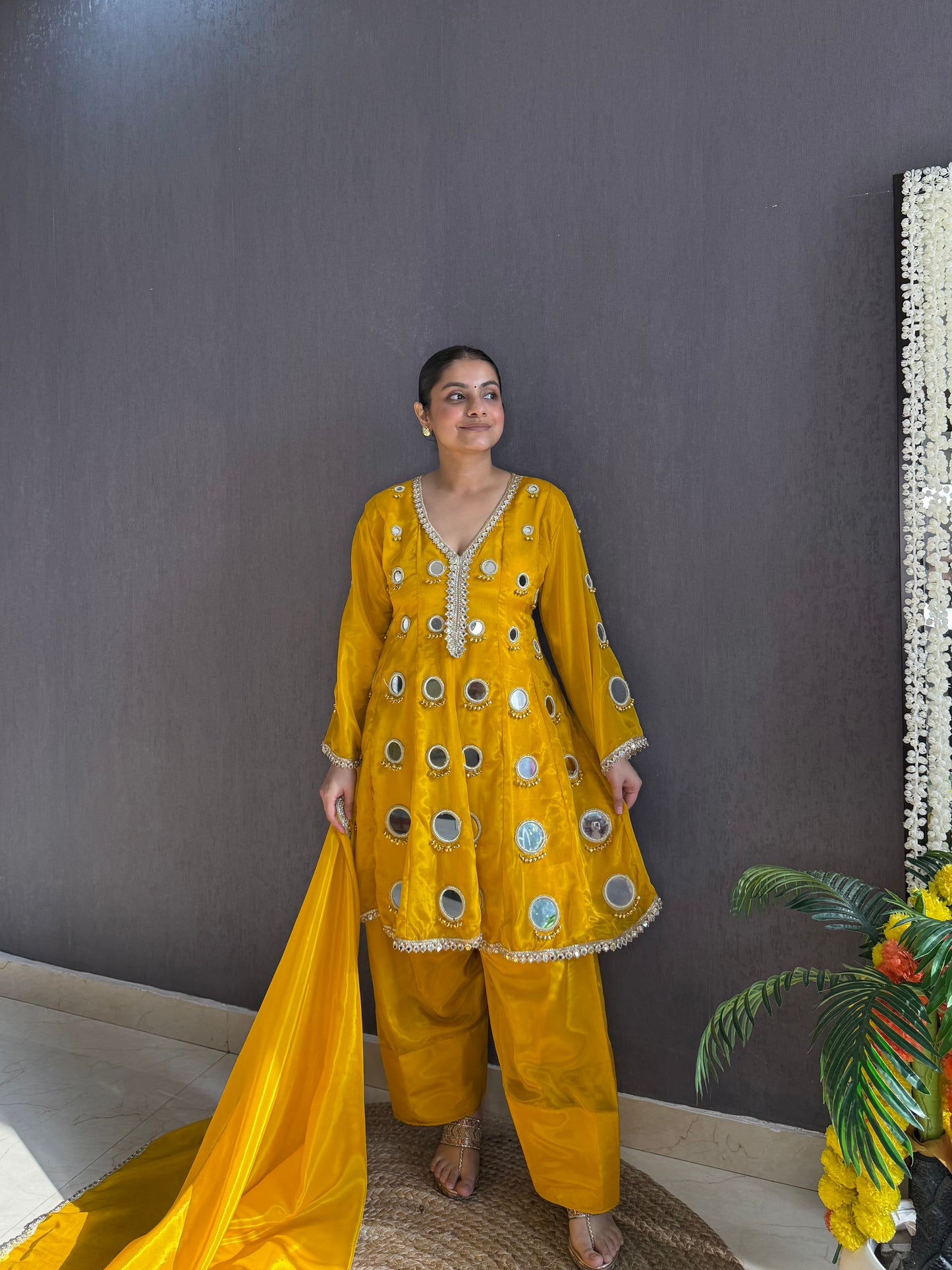 Luxurious mirrorwork farshi salwar set