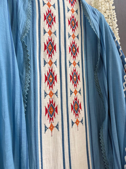 Mulmul cotton ikkat suit