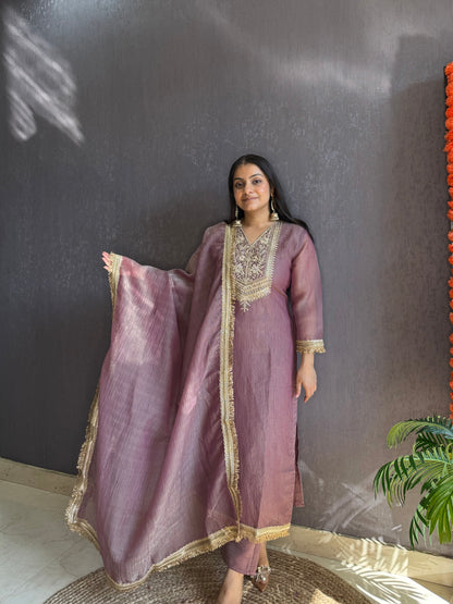 Tissue silk Handwork suit set