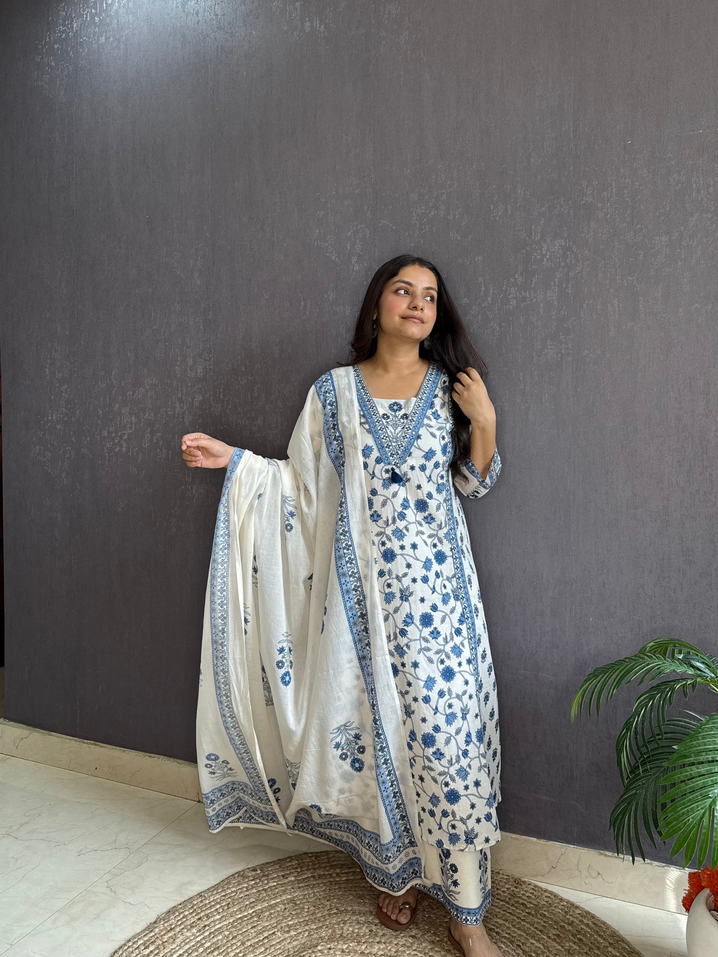 Pure cotton sunflower A line suit set