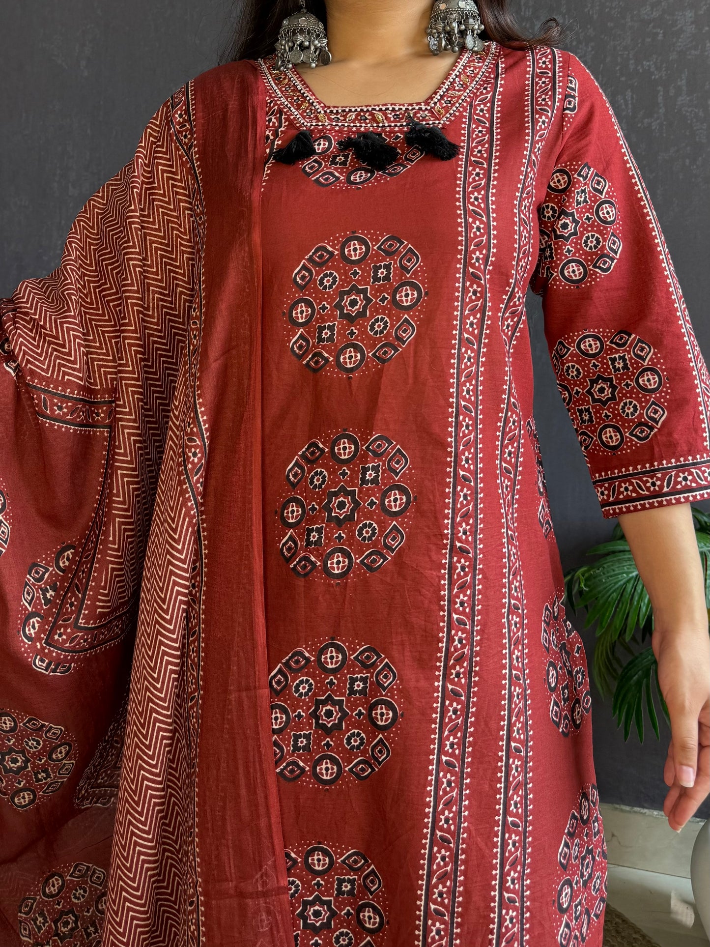 Pure cotton ajrakh print suit set