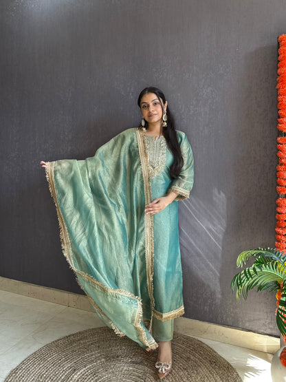 Tissue silk Handwork suit set