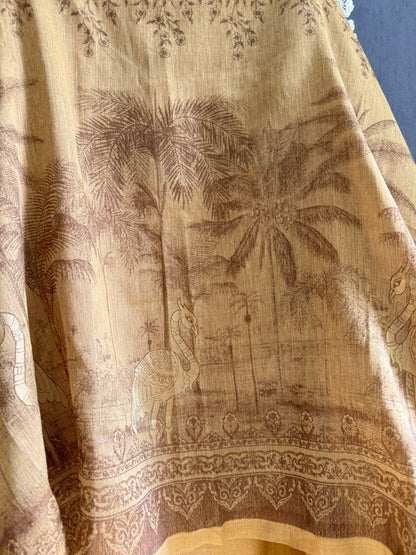 Linen flamingos Jamdani suit
