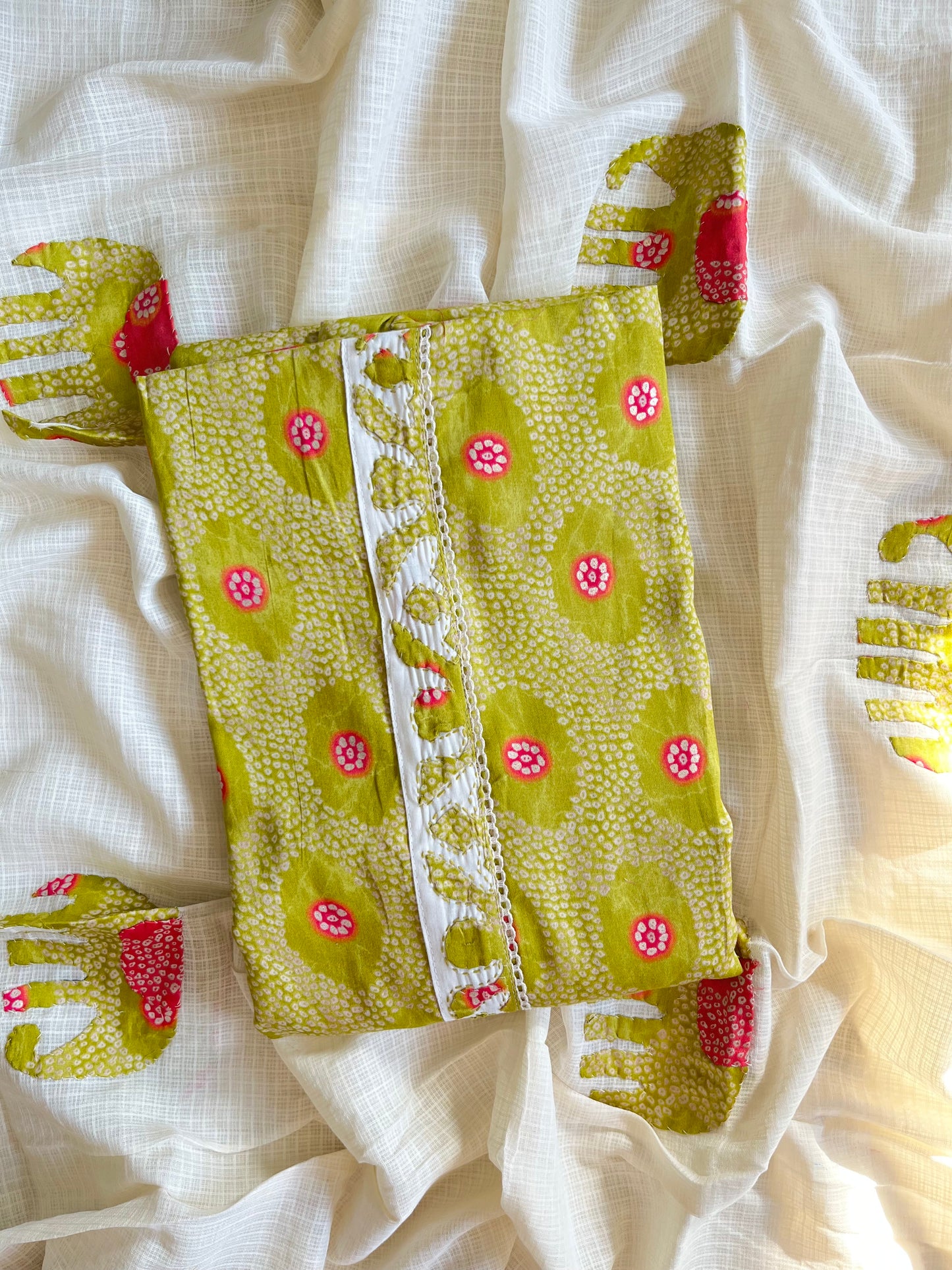 Bandhani Appliqué unstitched suits