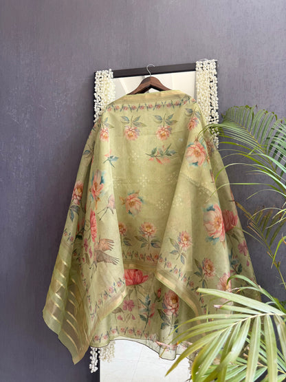 Tissue zari flamingos suit