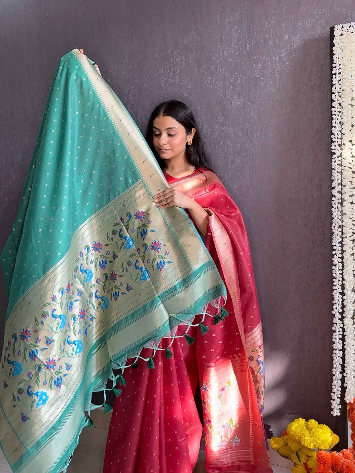 Tussar paithani saree