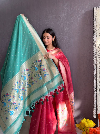 Tussar paithani saree