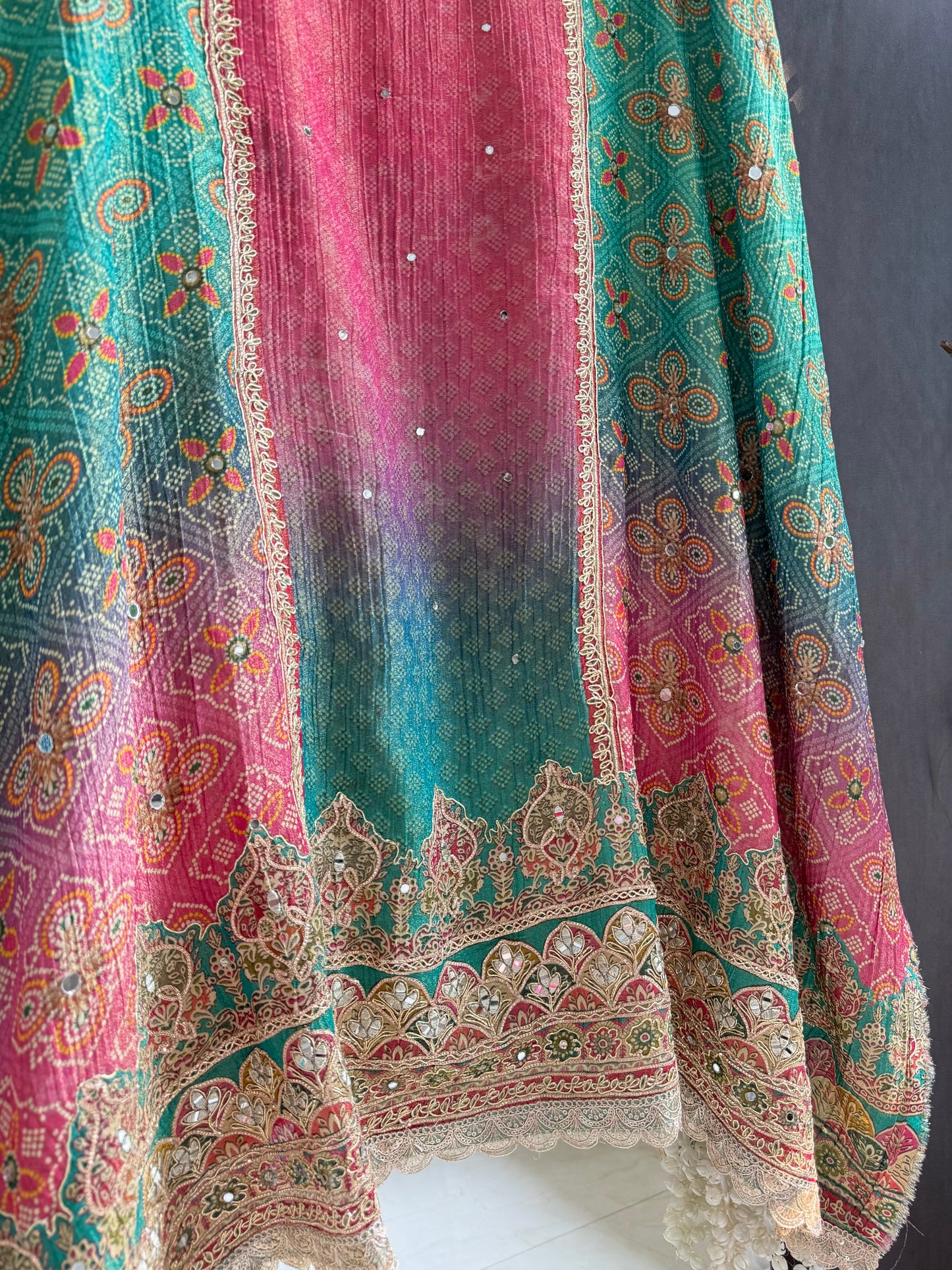 Crush tissue Bandhani ombré suit