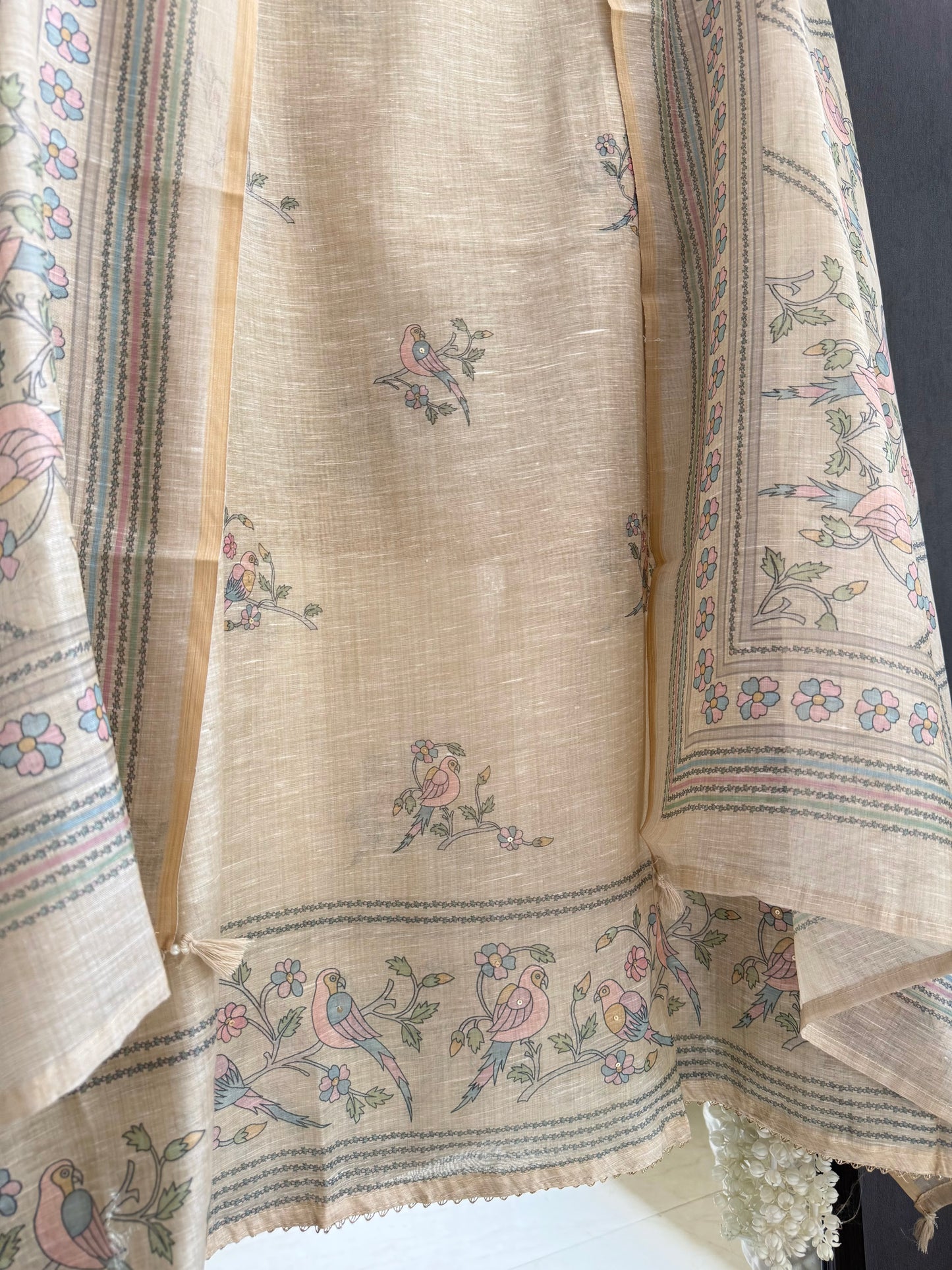 Linen handwork birds suit