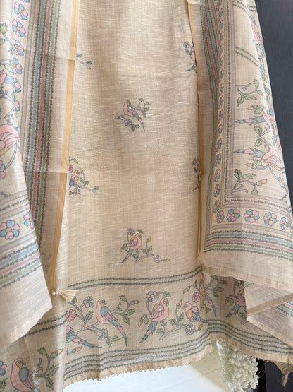 Linen handwork birds suit