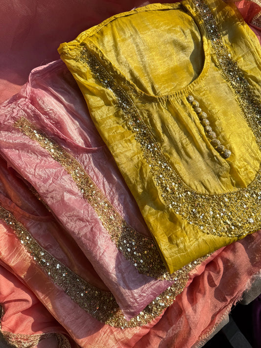 Handwork Crush Tissue silk suit