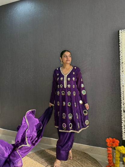 Luxurious mirrorwork farshi salwar set