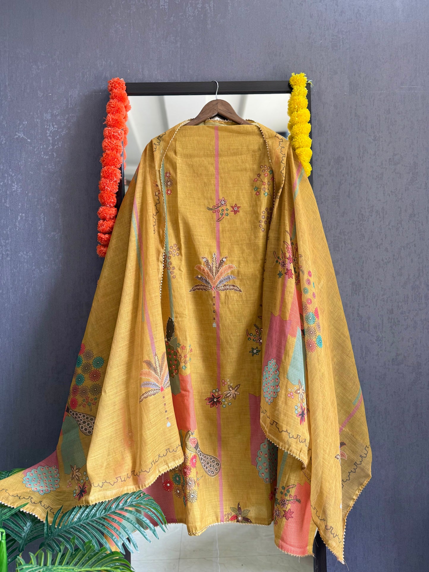 Linen peacock handwork suit