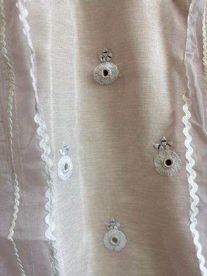 Premium Linen mirrorwork lacework suit