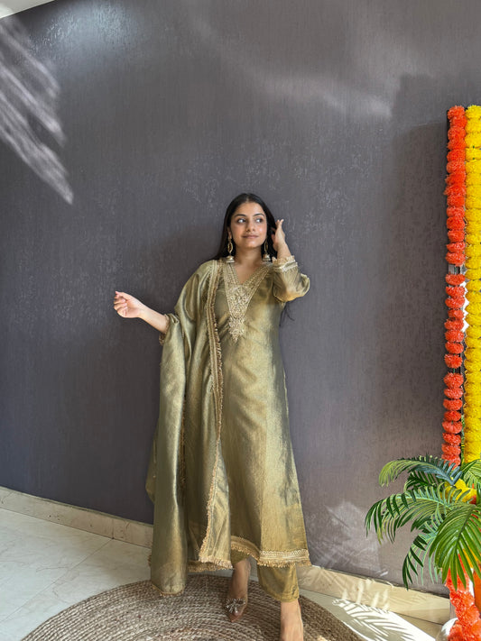 Tissue silk Handwork suit set