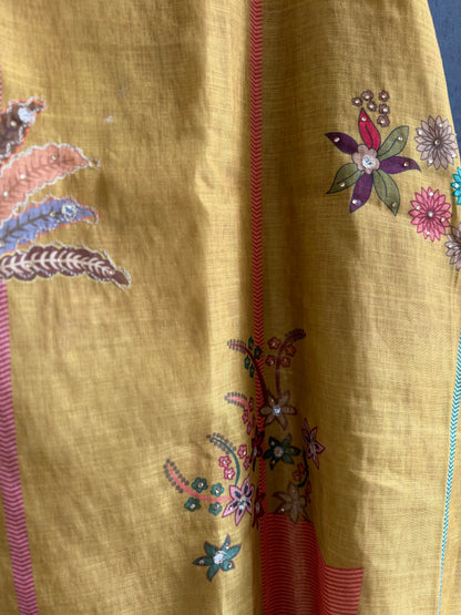Linen peacock handwork suit