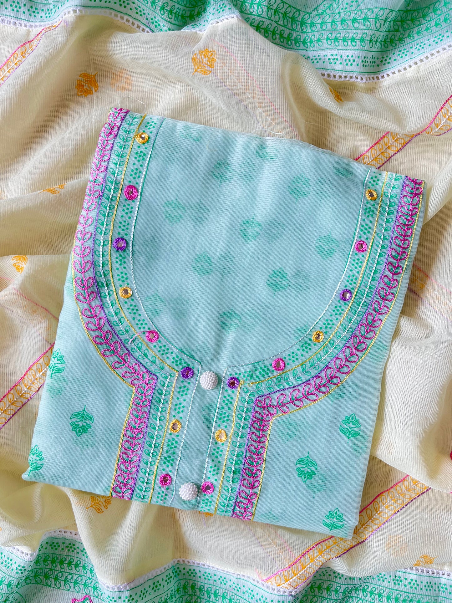 Kota doria aari work suits
