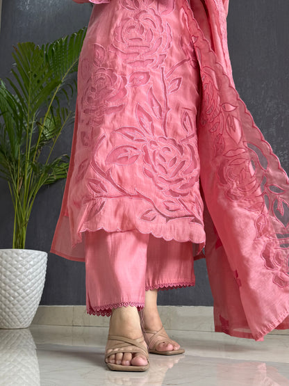 Modal silk cutwork suit set