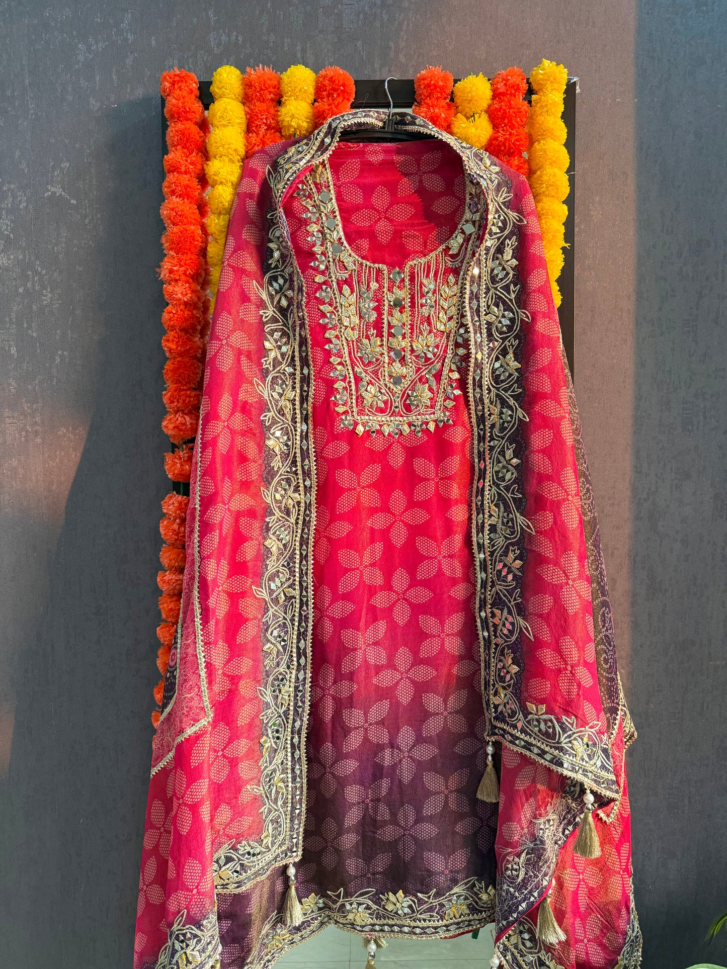 Luxurious Bhandej ombré gotapatti suits