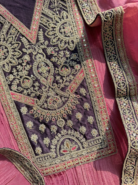 Crush tissue marori aari work suit
