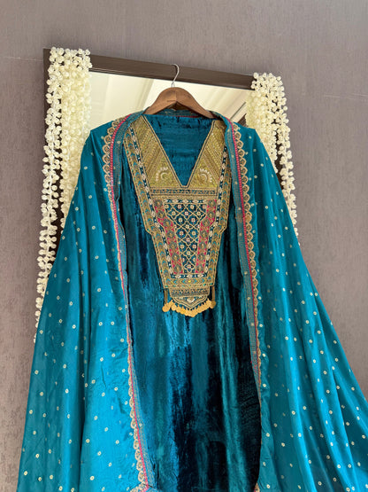 Velvet hand work suit