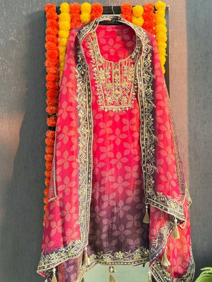 Luxurious Bhandej ombré gotapatti suits