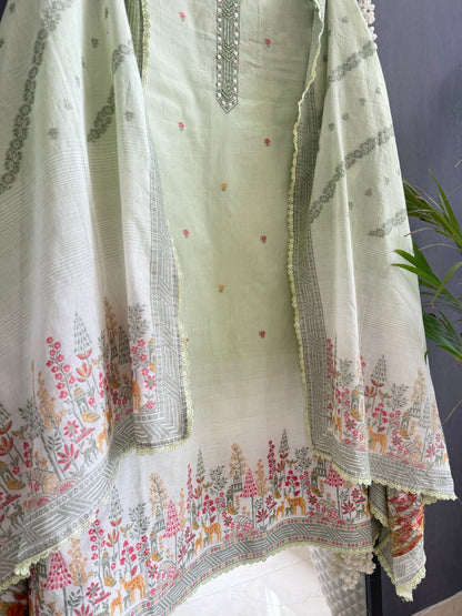 Cotton jamdani deers pinteresty suit