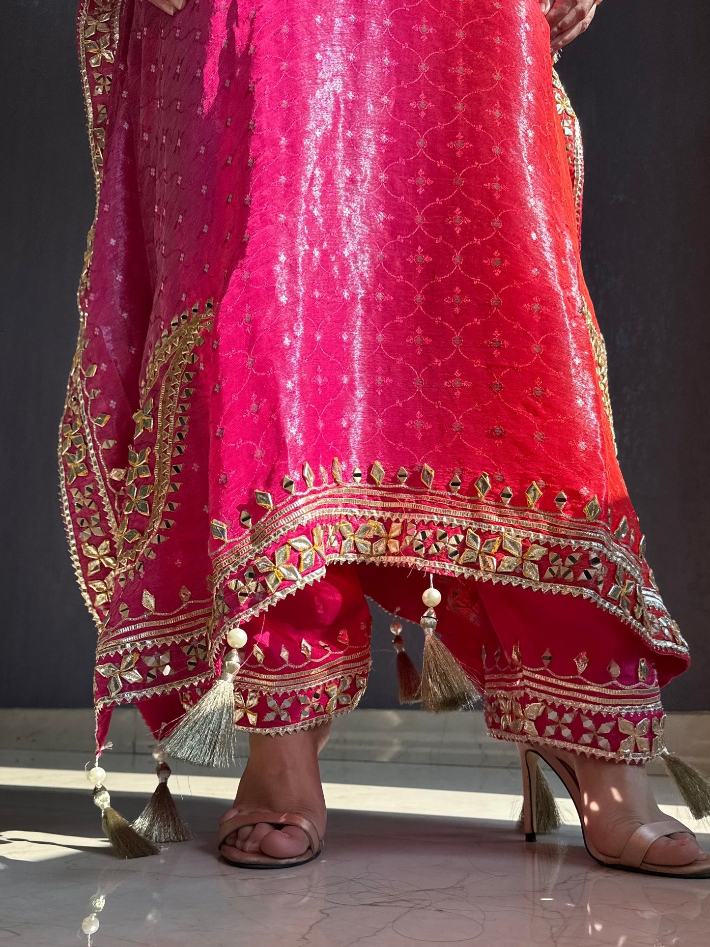 Luxurious ombré kaftan gotapatti set