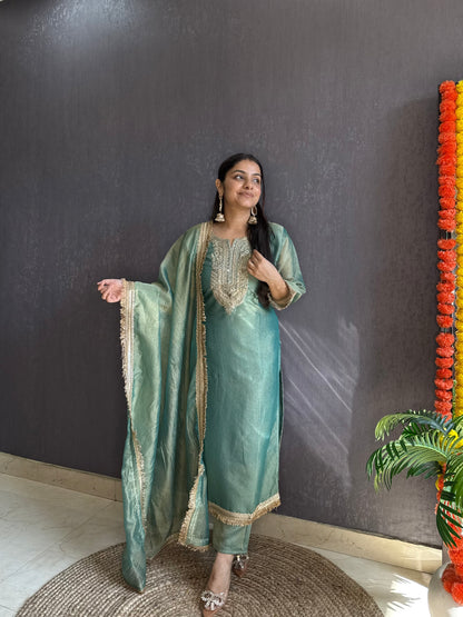 Tissue silk Handwork suit set