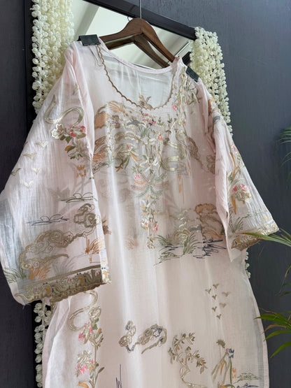 Luxurious Mul chanderi gota appliqué work suit