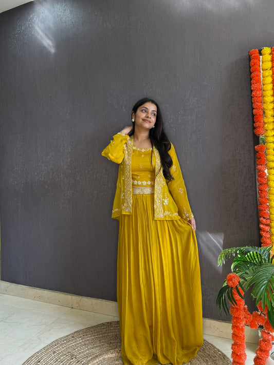 Lehenga jacket handwork dress