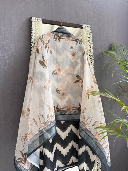 Linen floral frenchknot suit
