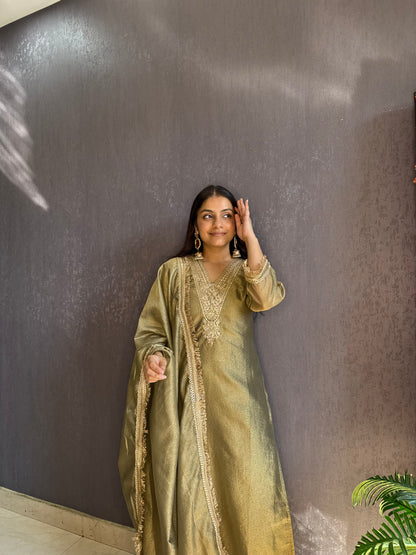Tissue silk Handwork suit set