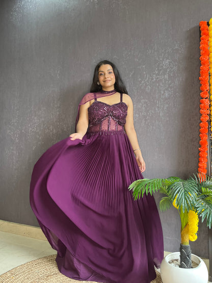 Anarkali Cape gown
