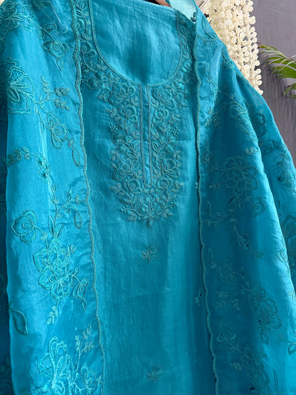 Luxurious monochromatic thread work suit