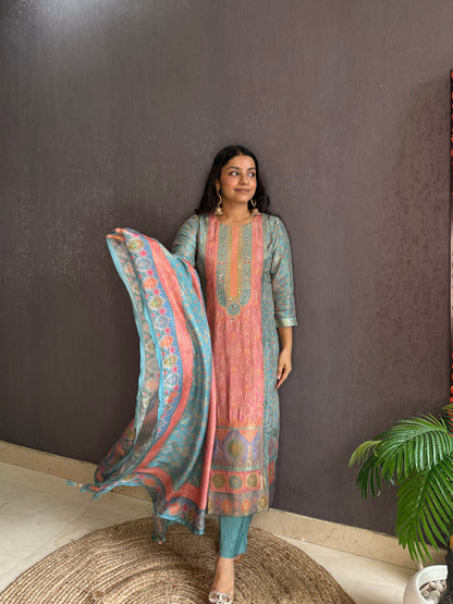 Meenakari Benarsi Handwork suit set