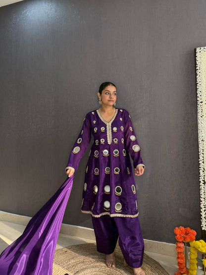 Luxurious mirrorwork farshi salwar set