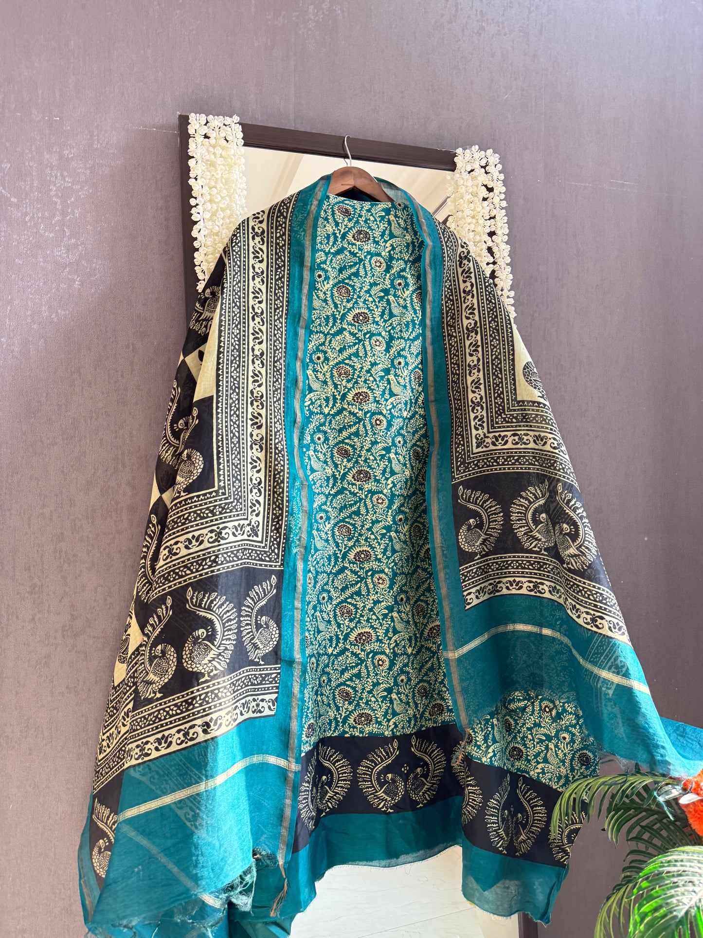 Pure Maheshwari peacock suit