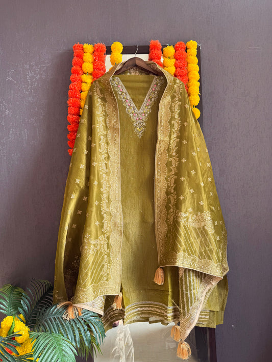 Premium Benarsi crush tissue handwork suit