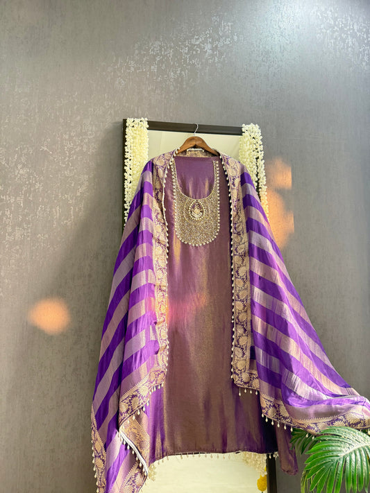 Tissue silk benarsi handwork suit