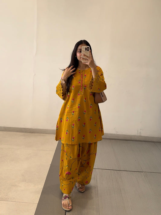 Cotton farshi coord set