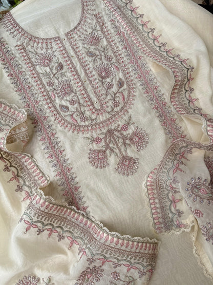 Luxurious Mul chanderi antique dori sitara suit