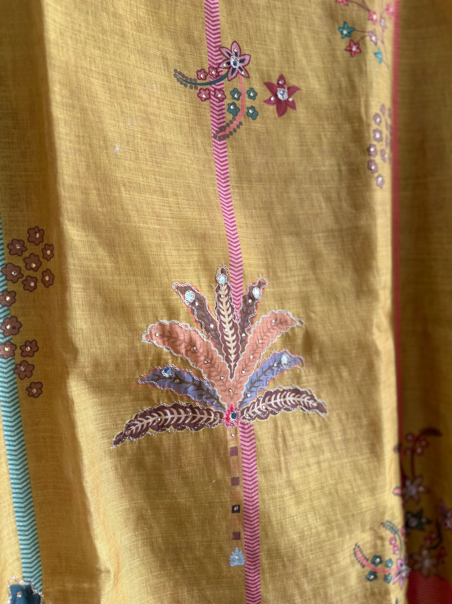 Linen peacock handwork suit