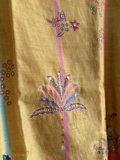Linen peacock handwork suit